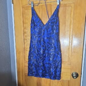 Rubber Ducky Productions, Inc. Royal Blue Lace Mini Dress